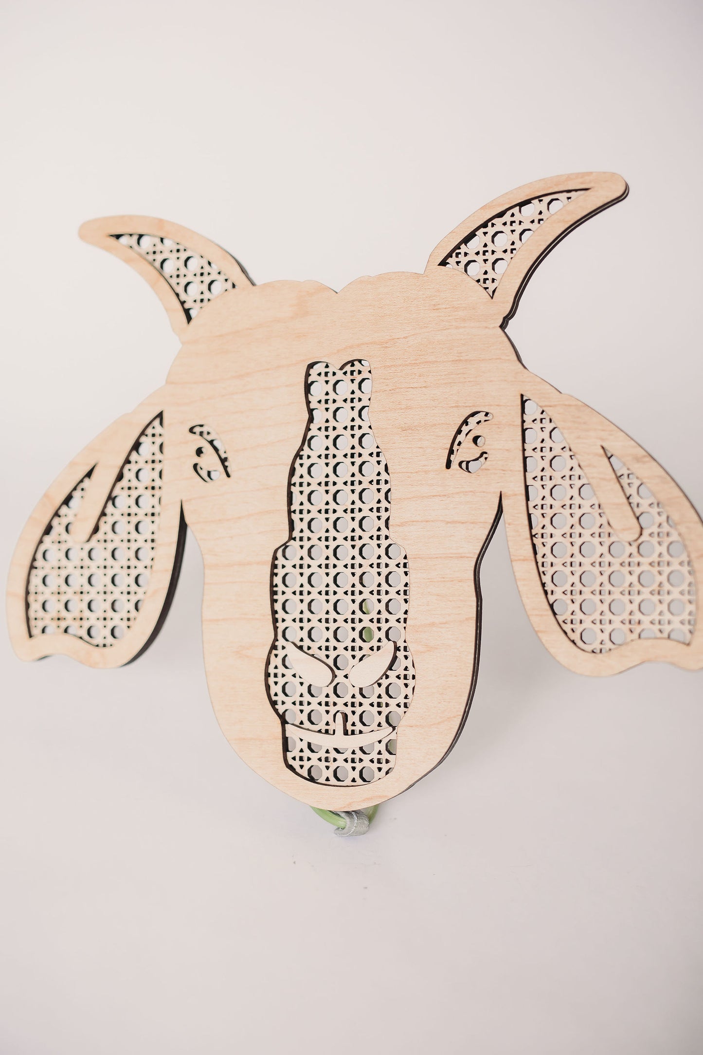 Laser cut Rattan Goat décor.